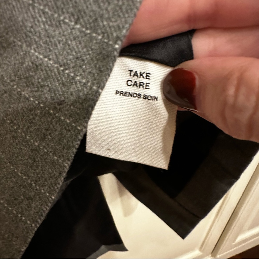 Avec Les Filles Women’s Grey Pinstriped Belted Blazer Jacket Suit Offixe Wear - Picture 12 of 13